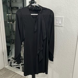 White House black market, medium black long sleeve dress with tie neck